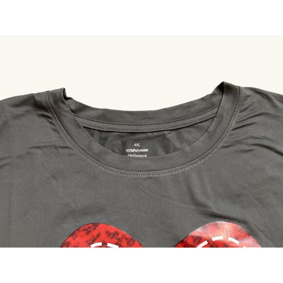 Women's Plus Size 4XL Graphic T-Shirt With Hearts Polyester & Elastane - Picture 3 of 5